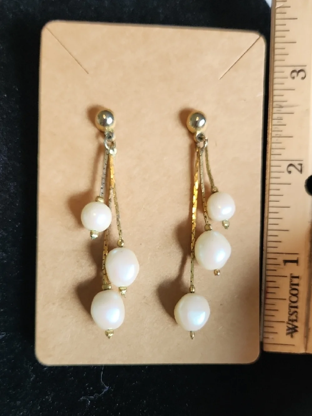 Vintage Gold and Pearl Drop Earrings - Women's Jewelry